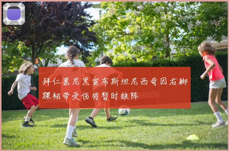 拜仁慕尼黑宣布斯坦尼西奇因右脚踝韧带受伤将暂时缺阵